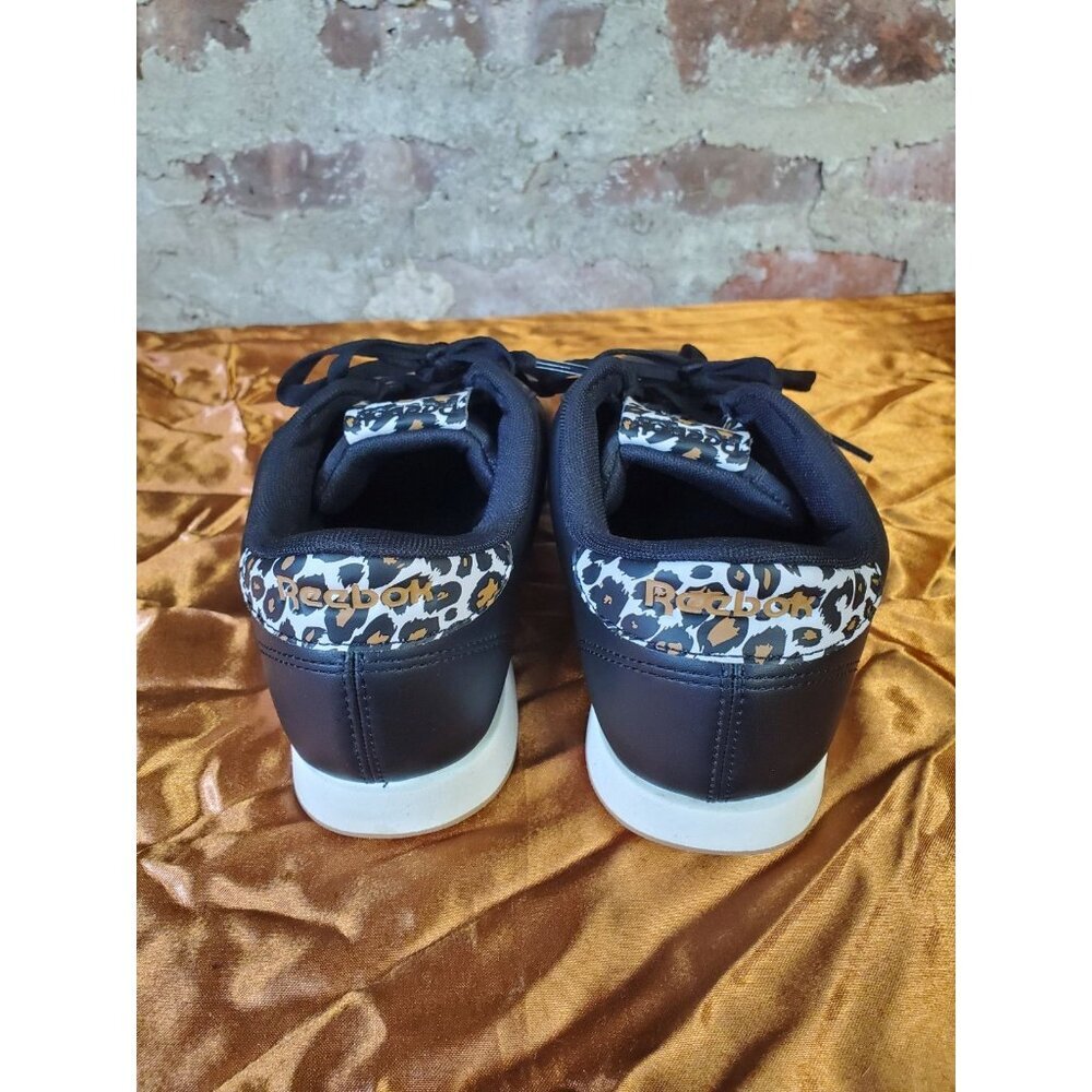 Reebok Princess Black Leopard Cheetah Animal Print - Women’s Size 8.5 New K - Picture 2 of 5